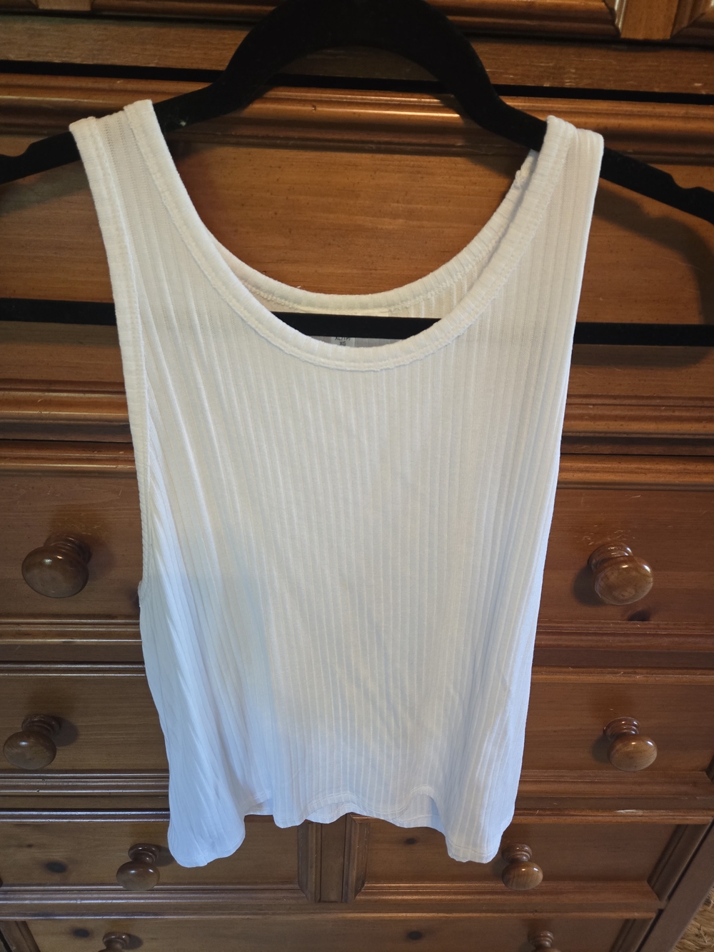 Splendid White Ribbed Scoop Tank Top